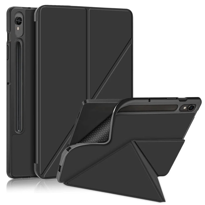Tablet Case for Samsung Galaxy Tab S10 FE / S9 FE / S9 SM-X710 SM-X716B SM-X718U PU Leather Origami Stand Protective Cover - Black - 1