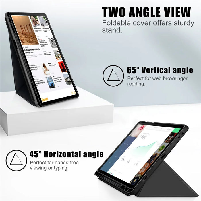 Tablet Case for Samsung Galaxy Tab S10 FE / S9 FE / S9 SM-X710 SM-X716B SM-X718U PU Leather Origami Stand Protective Cover - Black - 3