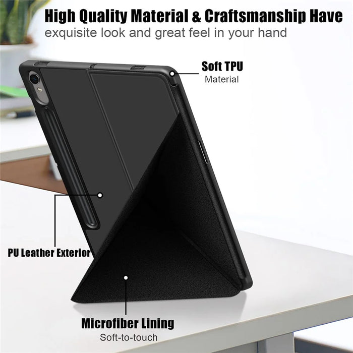 Tablet Case for Samsung Galaxy Tab S10 FE / S9 FE / S9 SM-X710 SM-X716B SM-X718U PU Leather Origami Stand Protective Cover - Black - 5