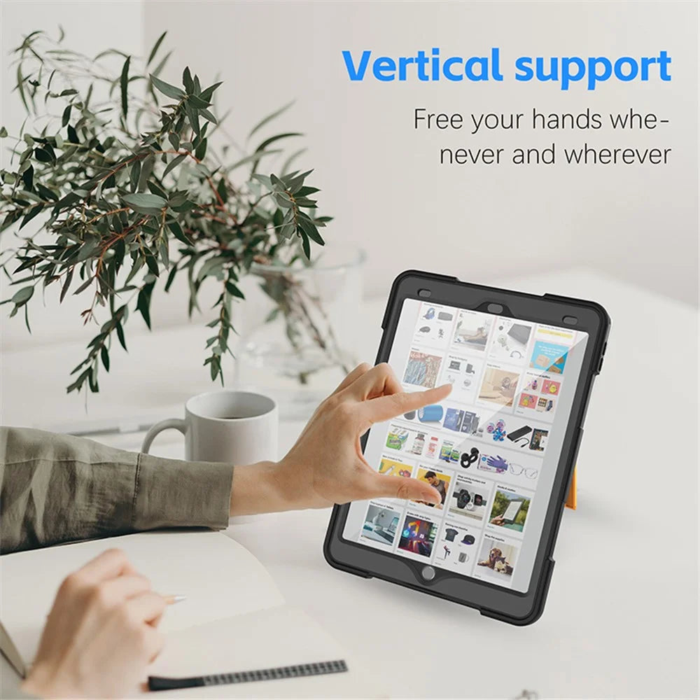 SP Full Body Shockproof Case for iPad 10.2 (2021) /  (2020) / (2019) , IP68 Waterproof Hand Strap Kickstand Tablet Cover with Screen Protector - 6