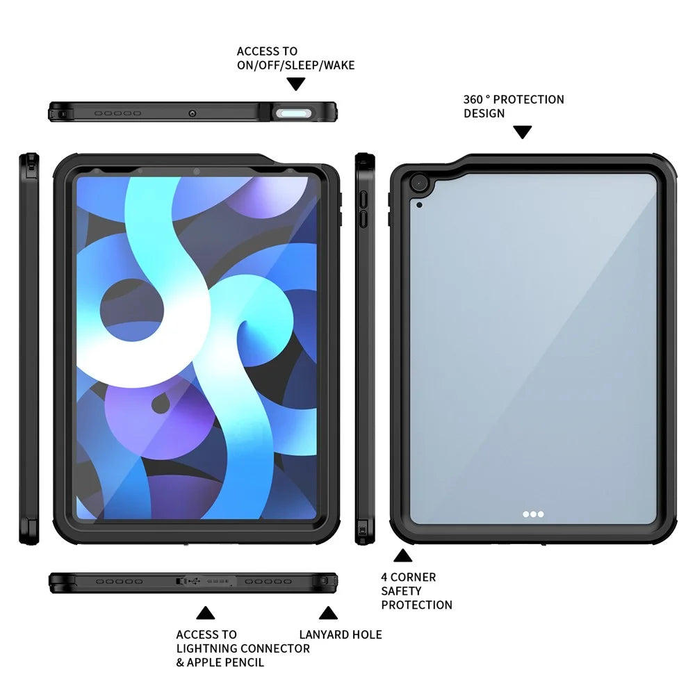 FS IP68 Waterproof Case for iPad Air (2020) / (2022) , Shockproof Dropproof Full Body Protective Cover with Screen Protector - 7
