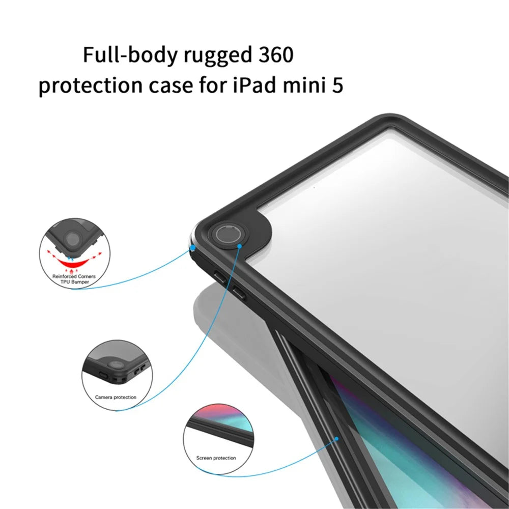 FS Tablet Waterproof Case for iPad mini (2019) 7.9 inch IP68 Full-Body Dustproof Protective Cover with Screen Protector - 4