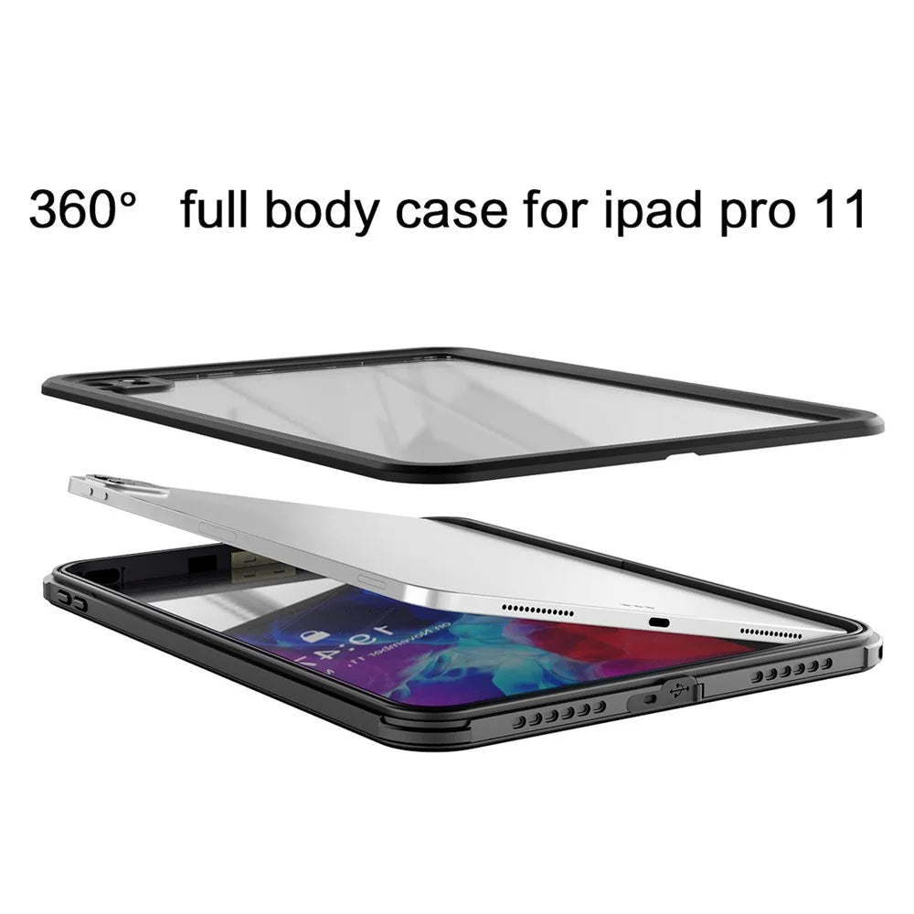 FS IP68 Waterproof Tablet Case for iPad Pro 11 (2020) / (2021) / (2022) , Clear Shockproof Dustproof Full Body Protection Cover with Screen Film - 2