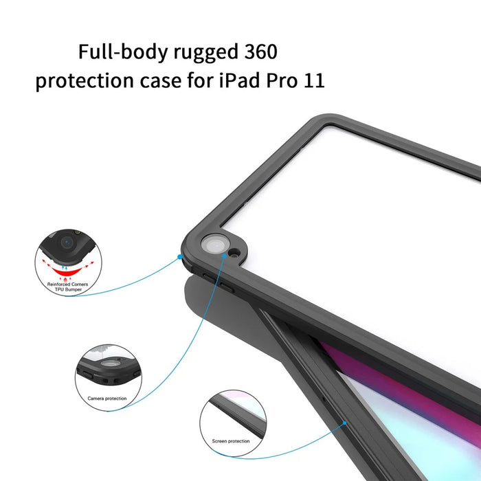 FS Full-Body Protective Case for iPad Pro 11-inch (2018) , IP68 Waterproof Shockproof Dustproof Tablet Cover with Screen Protector - 2
