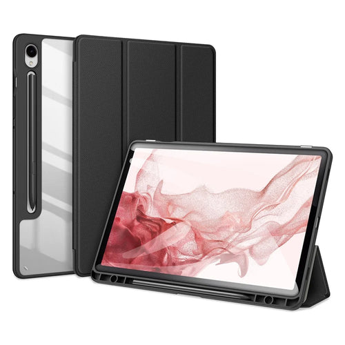 DUX DUCIS TOBY Series For Samsung Galaxy Tab S10 FE / S9 FE / S9 PU Leather Tablet Case Tri-Fold Stand Smart Cover with Pencil Holder - Black - 1