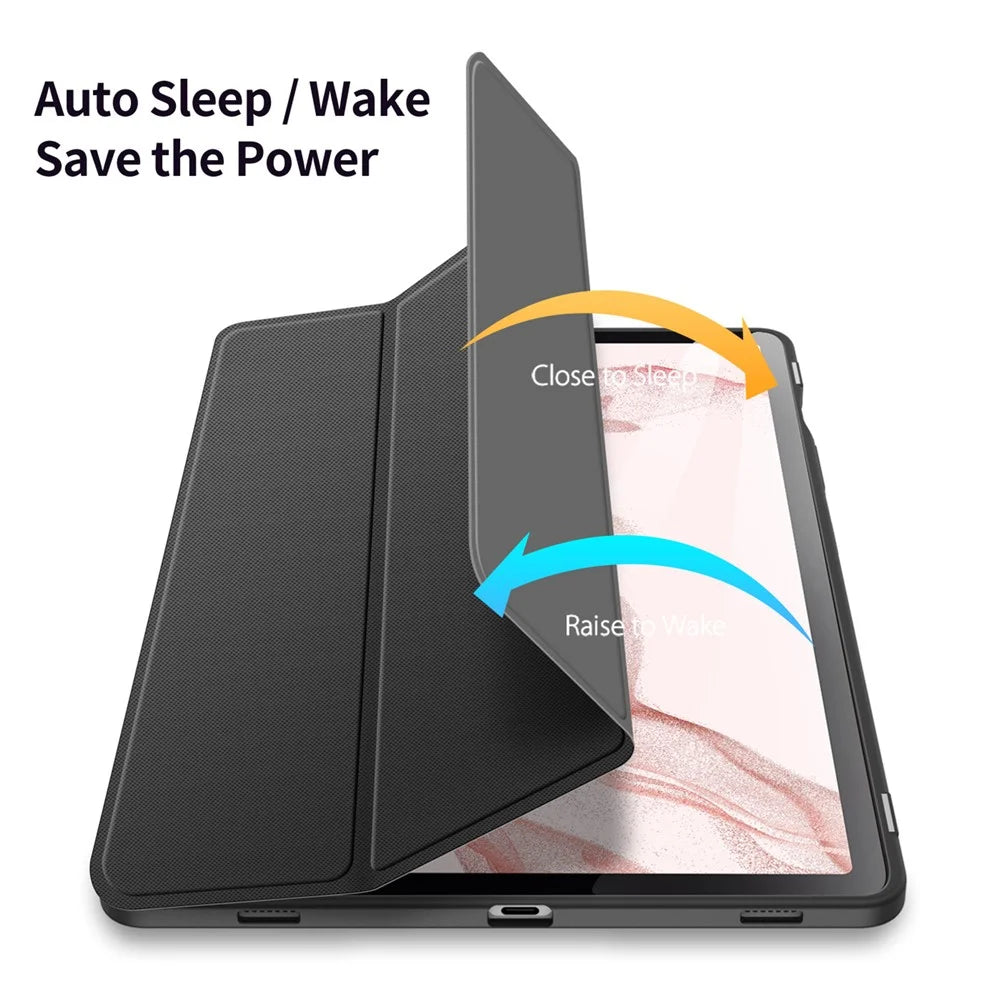 DUX DUCIS TOBY Series For Samsung Galaxy Tab S10 FE / S9 FE / S9 PU Leather Tablet Case Tri-Fold Stand Smart Cover with Pencil Holder - Black - 4