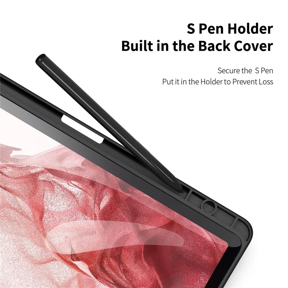 DUX DUCIS TOBY Series For Samsung Galaxy Tab S10 FE / S9 FE / S9 PU Leather Tablet Case Tri-Fold Stand Smart Cover with Pencil Holder - Black - 6