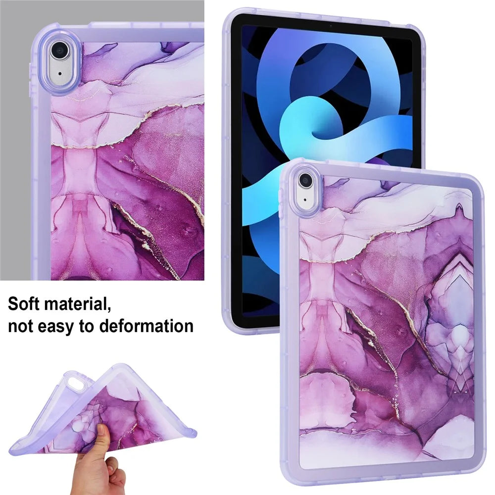 For iPad (2025) / 10.9 (2022) TPU Tablet Case Marble Pattern Printing Shockproof Back Cover Shell - Purple - 5
