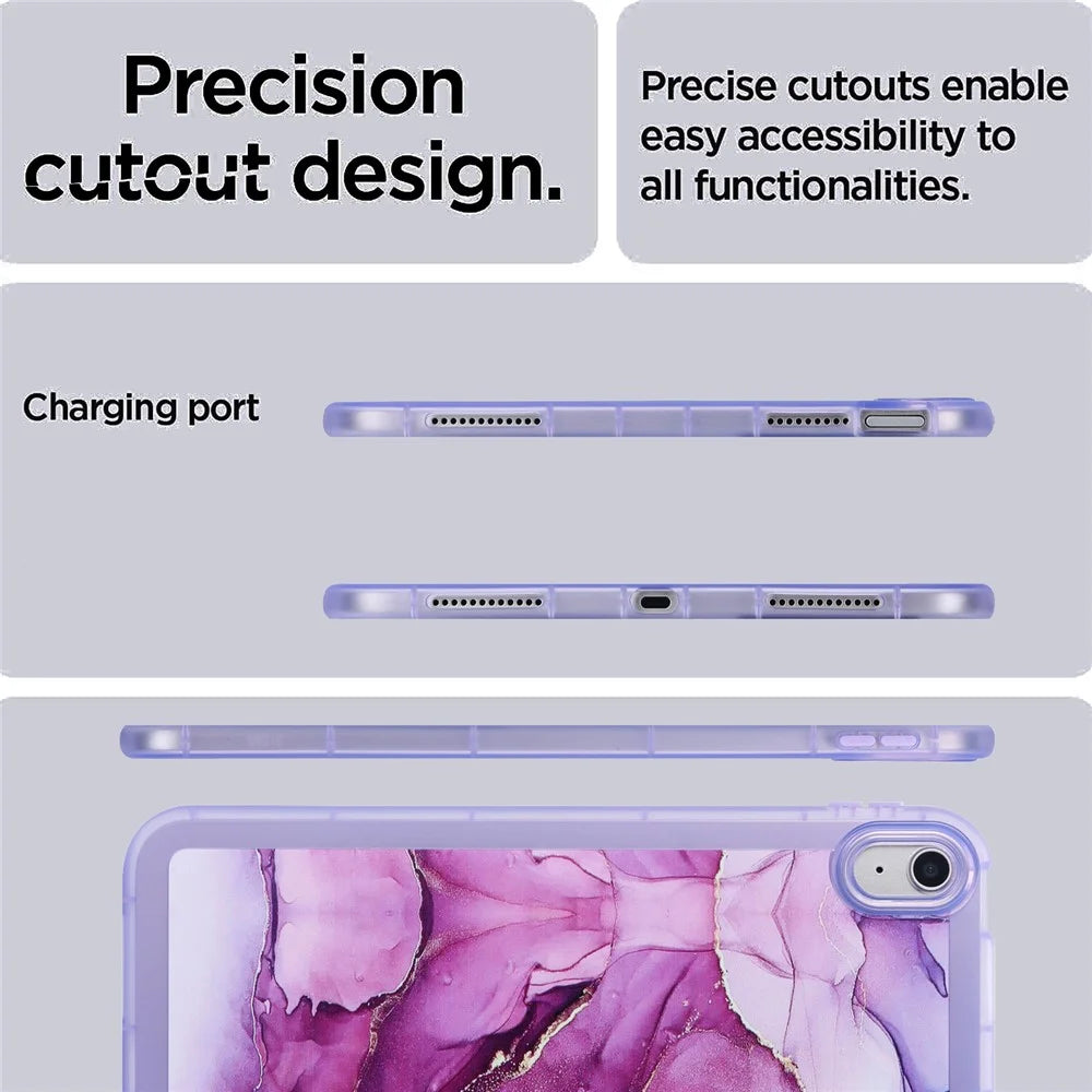 For iPad (2025) / 10.9 (2022) TPU Tablet Case Marble Pattern Printing Shockproof Back Cover Shell - Purple - 6