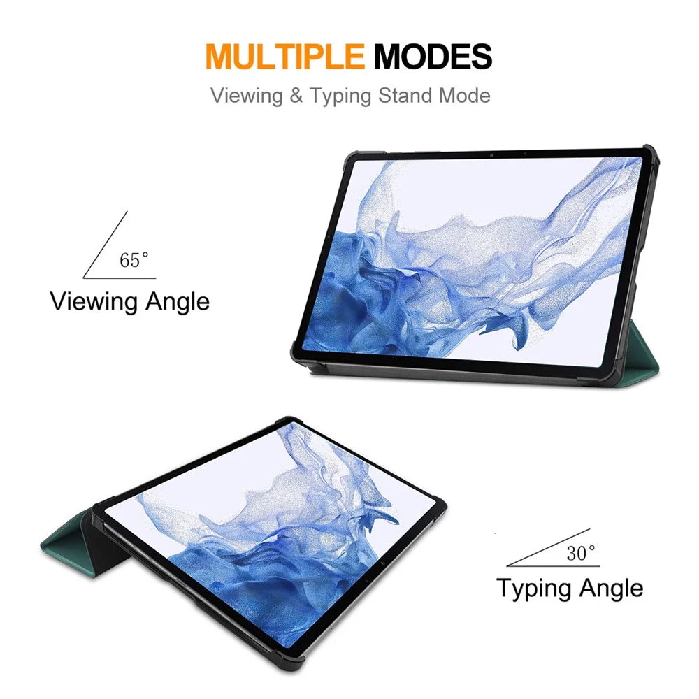 ENKAY HAT PRINCE Smart Tablet Case for Samsung Galaxy Tab S9 , PU Leather+PC Trifold Stand Protective Cover - Blackish Green - 3