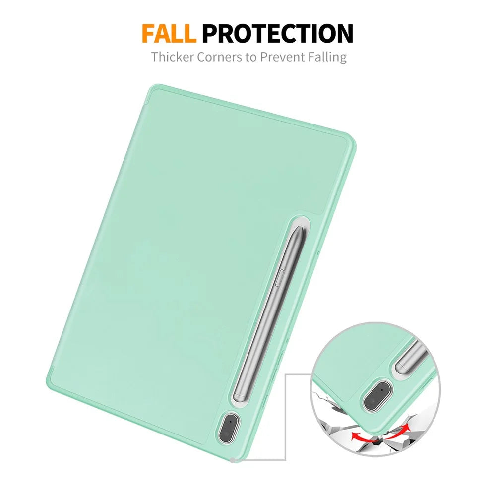ENKAY HAT PRINCE For Samsung Galaxy Tab S9 Tri-fold Stand Tablet Case PU Leather + TPU Smart Cover with Pencil Holder - Light Green - 5