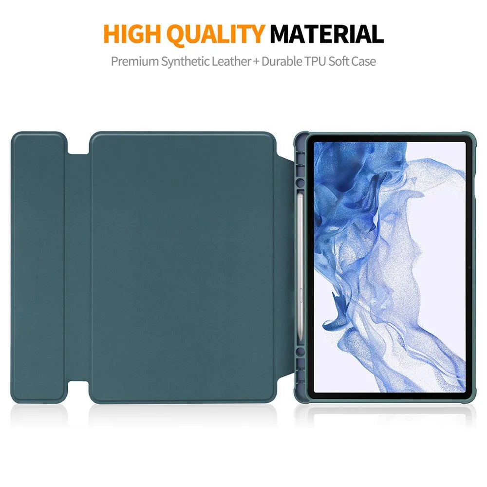 ENKAY HAT PRINCE For Samsung Galaxy Tab S9 PU Leather + TPU Tablet Case Rotating Stand Smart Cover with Detachable Keyboard - Blackish Green - 5