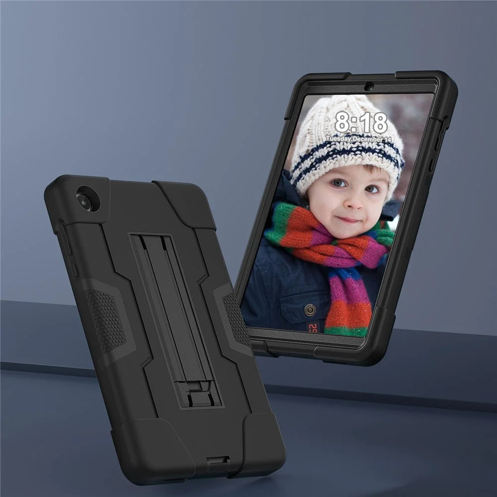 For Lenovo Tab M8 (4th Gen) 2024 TB-301XU / M8 (4th Gen) 2023 TB-300FU Tablet Case Robot Style Silicone + PC Kickstand Cover - Black - 3