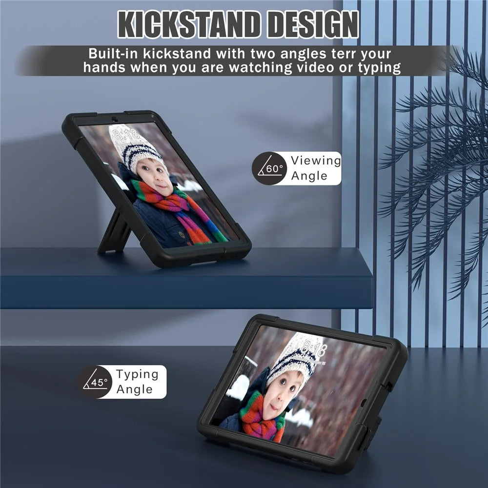 For Lenovo Tab M8 (4th Gen) 2024 TB-301XU / M8 (4th Gen) 2023 TB-300FU Tablet Case Robot Style Silicone + PC Kickstand Cover - Black - 4