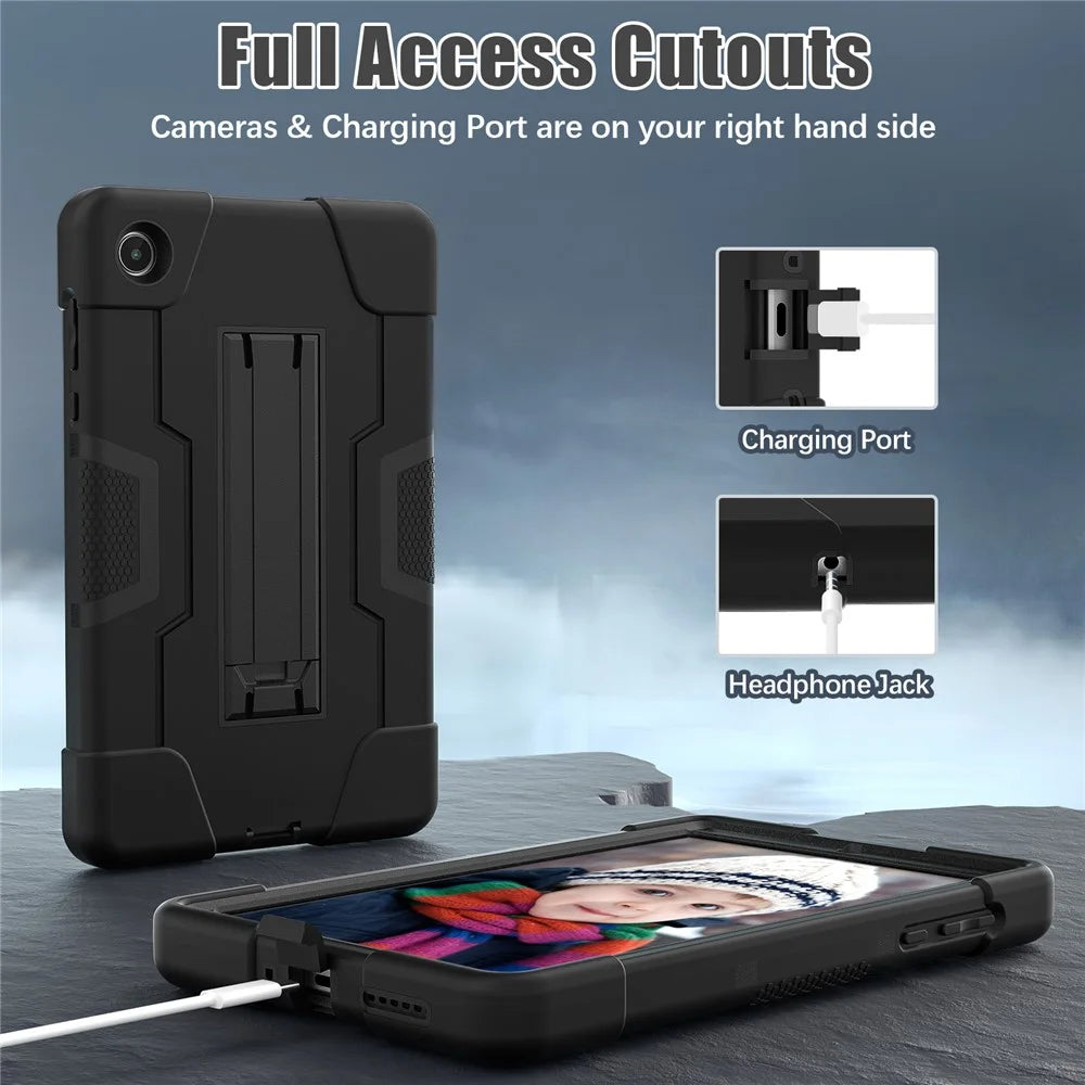 For Lenovo Tab M8 (4th Gen) 2024 TB-301XU / M8 (4th Gen) 2023 TB-300FU Tablet Case Robot Style Silicone + PC Kickstand Cover - Black - 6