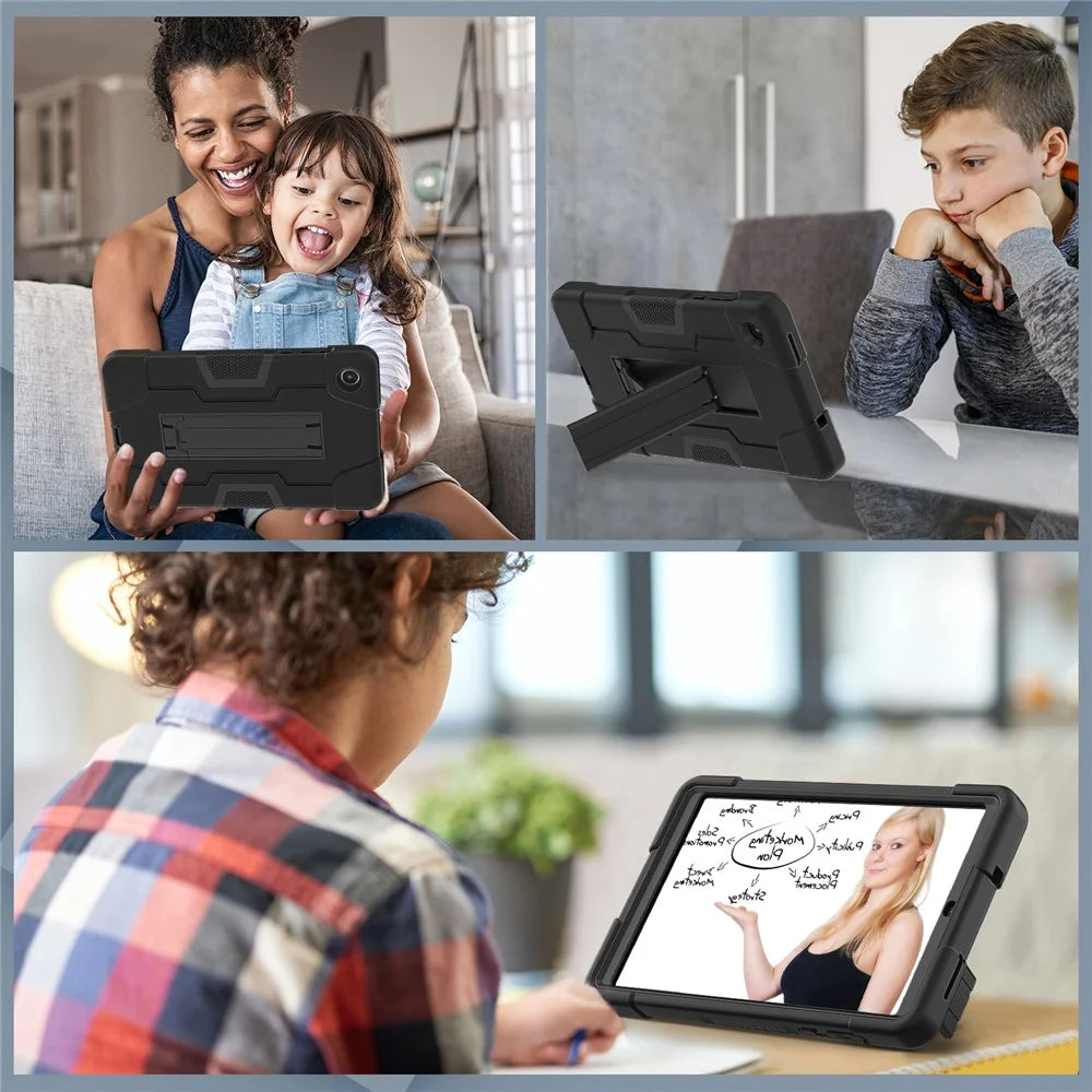 For Lenovo Tab M8 (4th Gen) 2024 TB-301XU / M8 (4th Gen) 2023 TB-300FU Tablet Case Robot Style Silicone + PC Kickstand Cover - Black - 7