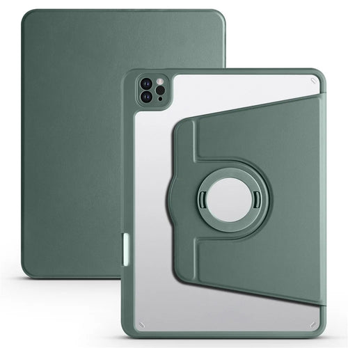 For iPad Air 11 (2026) / (2025) / (2024) / Pro 11 (2021) / (2020) / (2022) / Air (2022) / (2020) Tablet Case Rotating Stand PU Leather Cover - Midnight Green - 1
