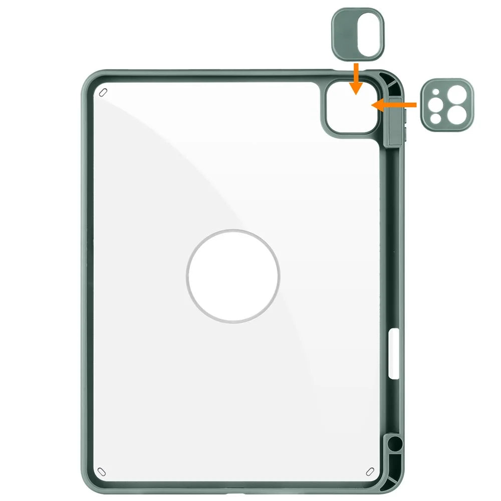 For iPad Air 11 (2026) / (2025) / (2024) / Pro 11 (2021) / (2020) / (2022) / Air (2022) / (2020) Tablet Case Rotating Stand PU Leather Cover - Midnight Green - 4