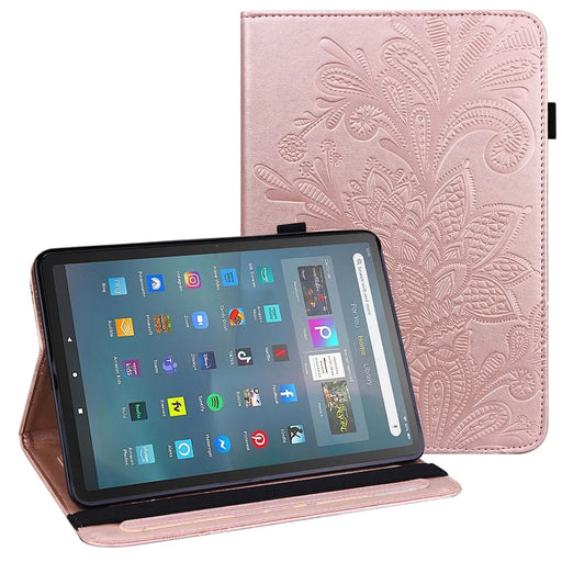 For Amazon Fire Max 11 Stand Tablet Leather Case Flower Imprinting Wallet Tablet Cover - Rose Gold - 1