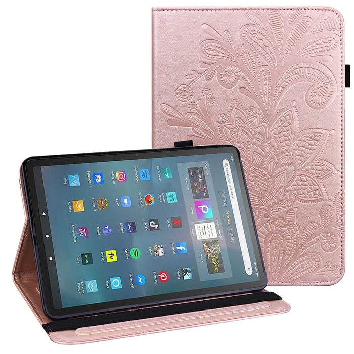 For Amazon Fire Max 11 Stand Tablet Leather Case Flower Imprinting Wallet Tablet Cover - Rose Gold - 1