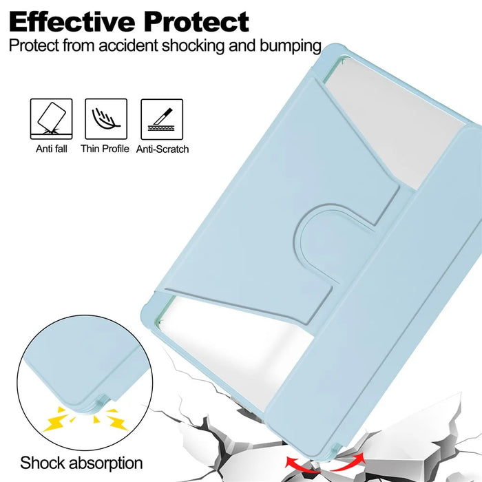 For Samsung Galaxy Tab S9+ PU Leather+Acrylic Tablet Case 360-Degree Rotating Stand Cover (without Keyboard) - Sky Blue - 6