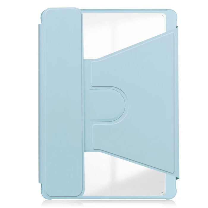 For Samsung Galaxy Tab S9+ PU Leather+Acrylic Tablet Case 360-Degree Rotating Stand Cover (without Keyboard) - Sky Blue - 7