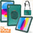 Shockproof Kickstand Case for iPad (2025) / 10.9 (2022) PC+TPU Hand Strap Tablet Cover with Shoulder Strap - Midnight Green - 4