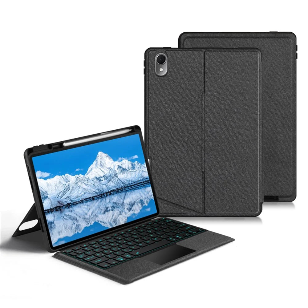 For Huawei Qingyun C7 Leather Case + Bluetooth-compatible Keyboard with Backlight Trackpad - 2
