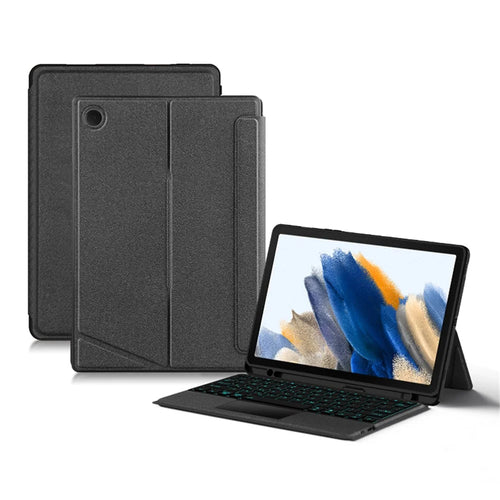For Samsung Galaxy Tab A8 10.5 (2021) Leather Case + Bluetooth-compatible Keyboard with Backlight Trackpad - 1