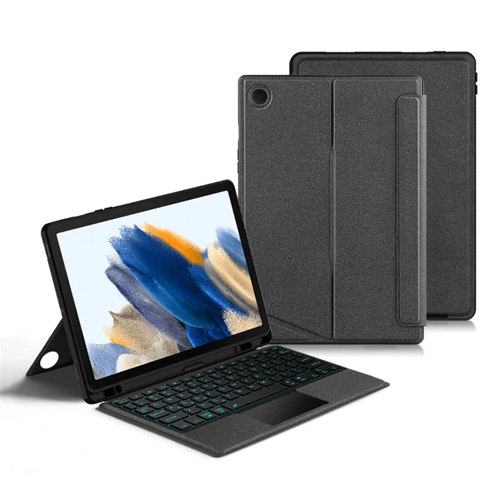 For Samsung Galaxy Tab A8 10.5 (2021) Leather Case + Bluetooth-compatible Keyboard with Backlight Trackpad - 2
