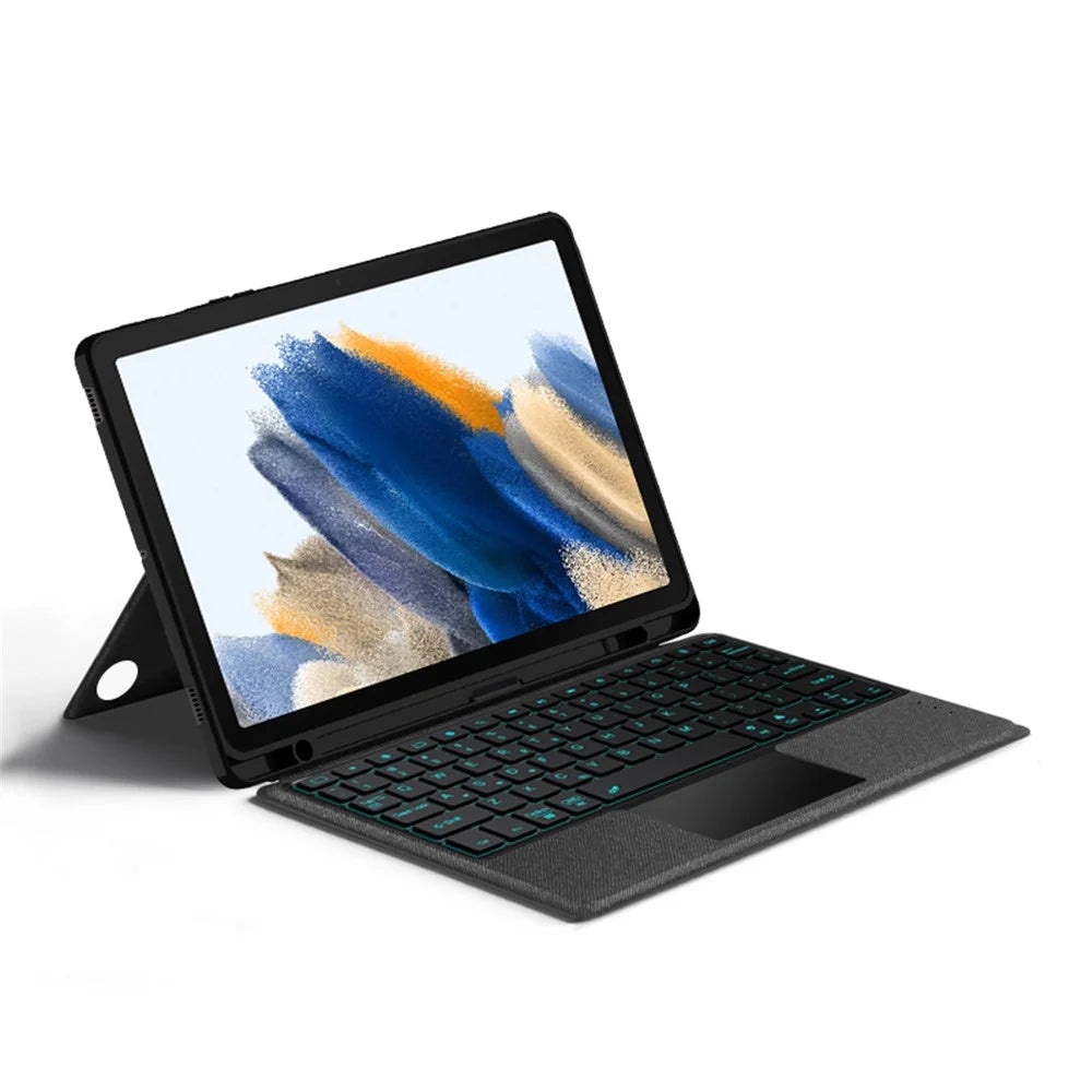 For Samsung Galaxy Tab A8 10.5 (2021) Leather Case + Bluetooth-compatible Keyboard with Backlight Trackpad - 3