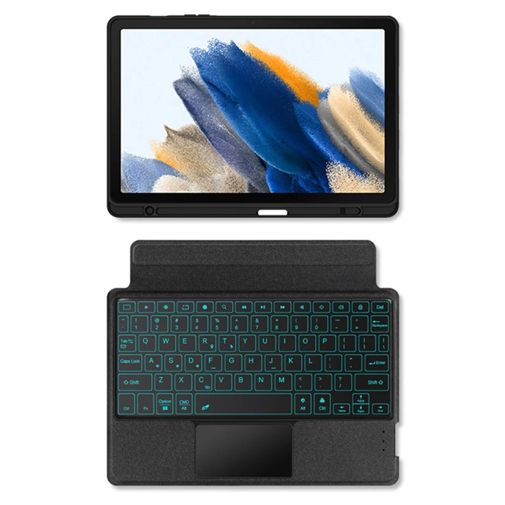For Samsung Galaxy Tab A8 10.5 (2021) Leather Case + Bluetooth-compatible Keyboard with Backlight Trackpad - 7