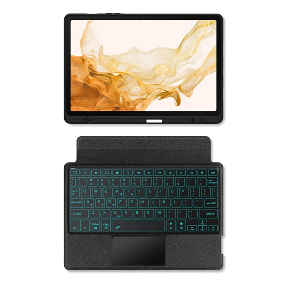 For Samsung Galaxy Tab S8 / S7 Leather Case + Bluetooth-Compatible Keyboard with Backlight Trackpad - 5