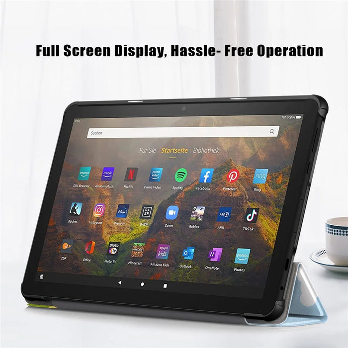 For Amazon Fire HD 10 (2023) PU Leather Tri-fold Stand Case Pattern Printing Auto Wake / Sleep Tablet Cover - Horse - 4