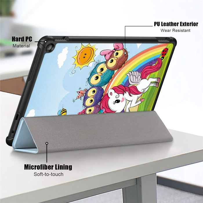 For Amazon Fire HD 10 (2023) PU Leather Tri-fold Stand Case Pattern Printing Auto Wake / Sleep Tablet Cover - Horse - 5