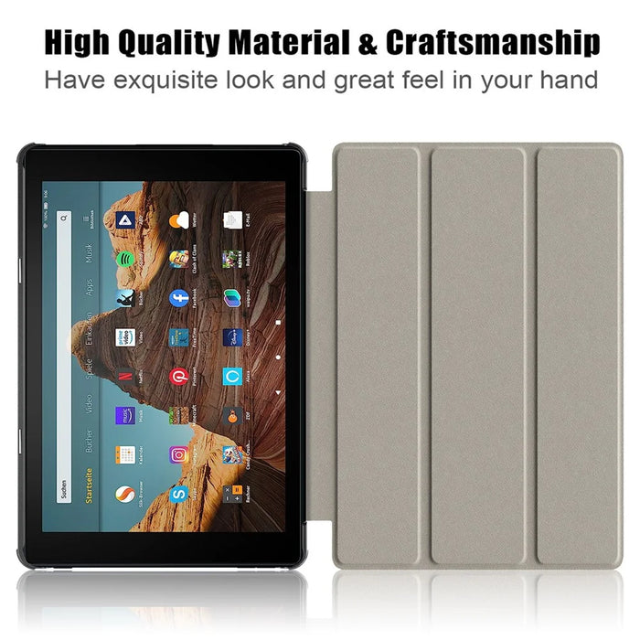 For Amazon Fire HD 10 (2023) PU Leather Tri-fold Stand Case Pattern Printing Auto Wake / Sleep Tablet Cover - Horse - 6