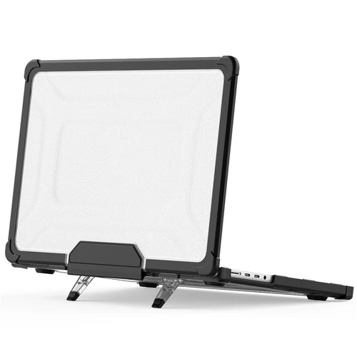 For MacBook Pro 14 inch (2026) A3427 A3426 / (2025) A3434 A3112 A3185 A3401 / (2024) A2918 A2992 / (2023) A2779 / (2022) / (2021) A2442 Heat Dissipation Hard PC+TPU Laptop Case with Kickstand - Black - 1