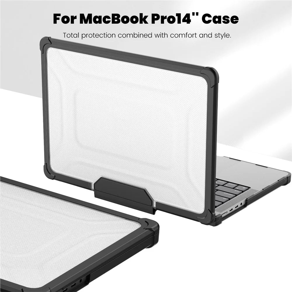 For MacBook Pro 14 inch (2026) A3427 A3426 / (2025) A3434 A3112 A3185 A3401 / (2024) A2918 A2992 / (2023) A2779 / (2022) / (2021) A2442 Heat Dissipation Hard PC+TPU Laptop Case with Kickstand - Black - 4