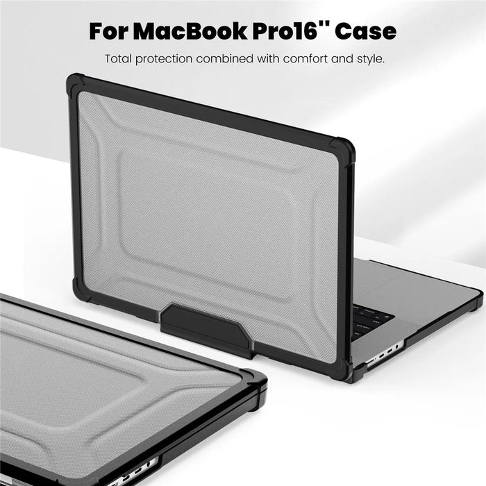 For MacBook Pro 16 inch (2026) A3429 A3428 / (2025) A3186 A3403 / (2024) A2991 / (2023) A2780 / (2021) A2485 Anti-Slip Laptop Case Heat Dissipation PC+TPU Kickstand Cover - Black - 4