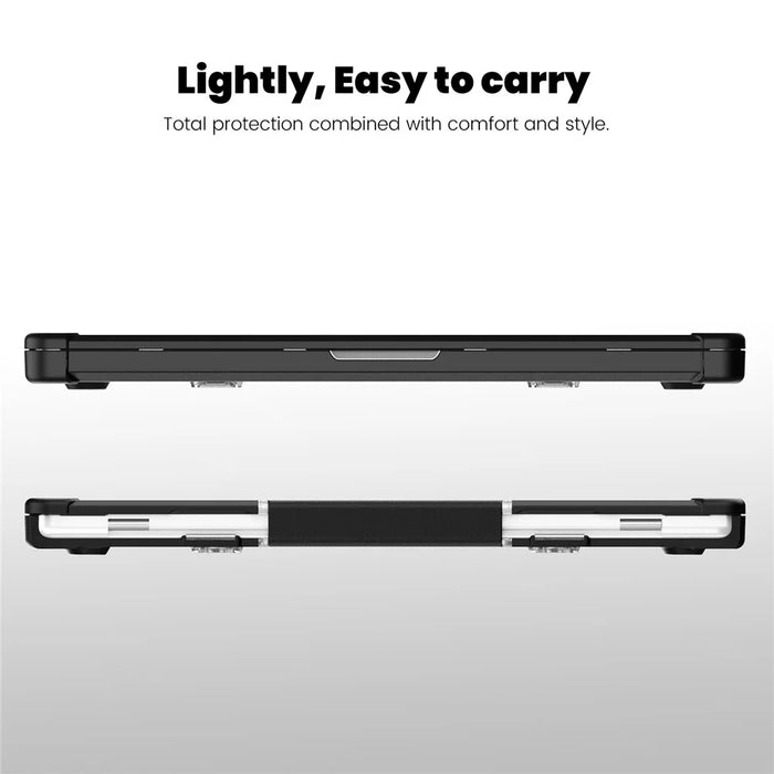 For MacBook Pro 16 inch (2026) A3429 A3428 / (2025) A3186 A3403 / (2024) A2991 / (2023) A2780 / (2021) A2485 Anti-Slip Laptop Case Heat Dissipation PC+TPU Kickstand Cover - Black - 7