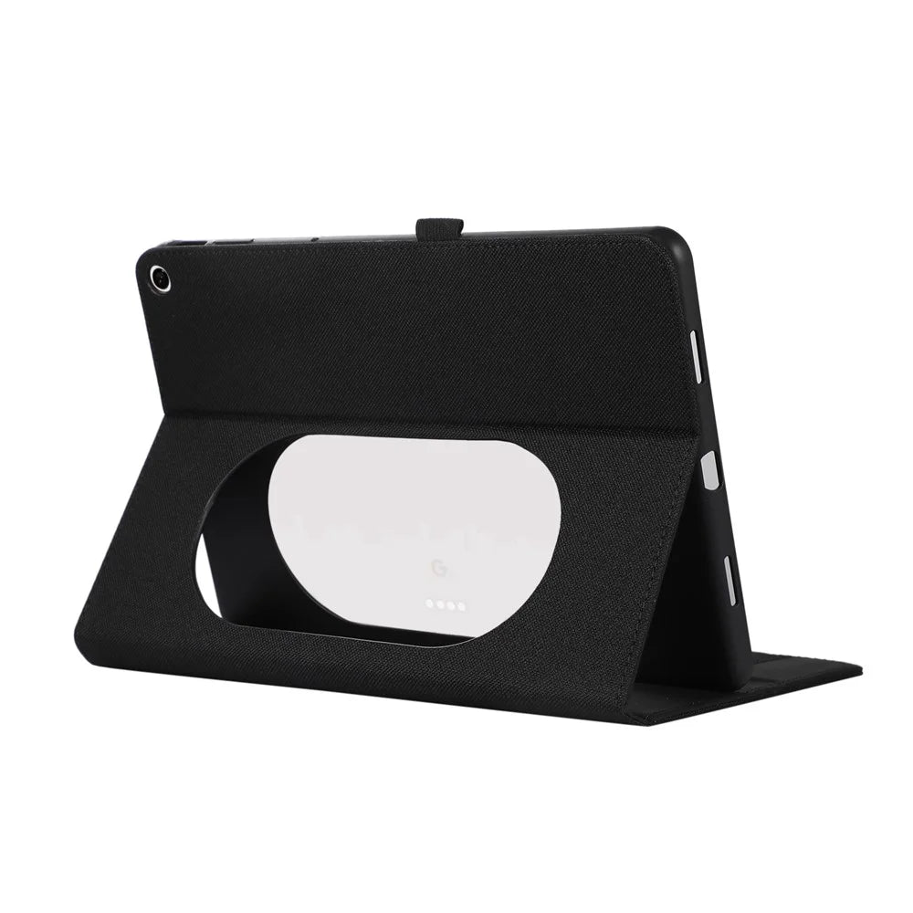 For Google Pixel Tablet Protective Cover Cloth Texture PU Leather Stand Smart Tablet Case with Card Holder - Black - 4