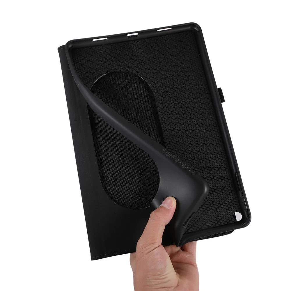 For Google Pixel Tablet Protective Cover Cloth Texture PU Leather Stand Smart Tablet Case with Card Holder - Black - 5