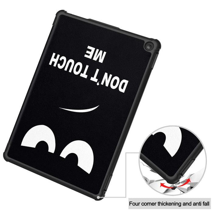 For Amazon Fire HD 10 (2023) PU Leather Tablet Case Tri-fold Stand Pattern Printing Tablet Cover - Don't Touch Me - 7