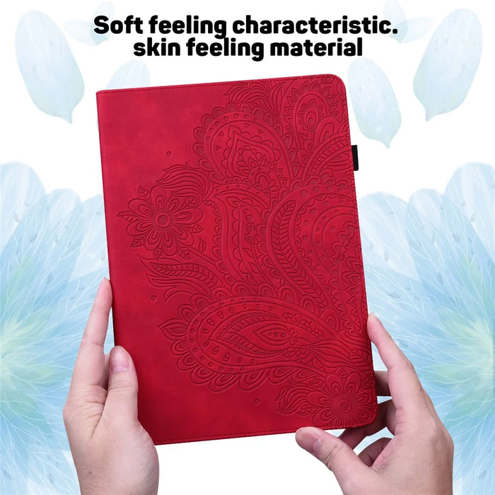 For Amazon Kindle 6 inch (2024) / (2022) PU Leather E-Reader Case Pattern Imprinted Card Holder Stand Cover - Red - 4