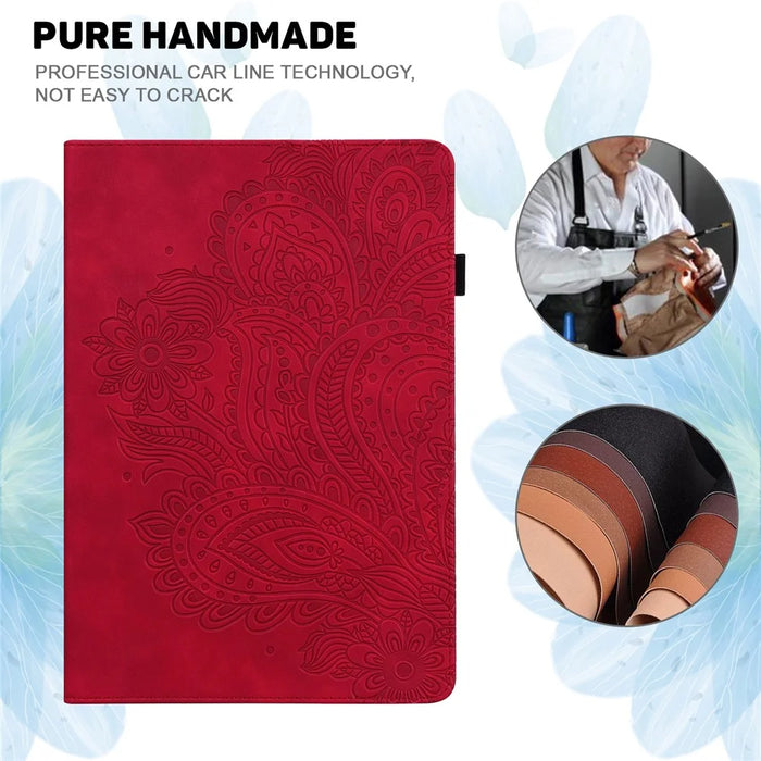 For Amazon Kindle 6 inch (2024) / (2022) PU Leather E-Reader Case Pattern Imprinted Card Holder Stand Cover - Red - 5