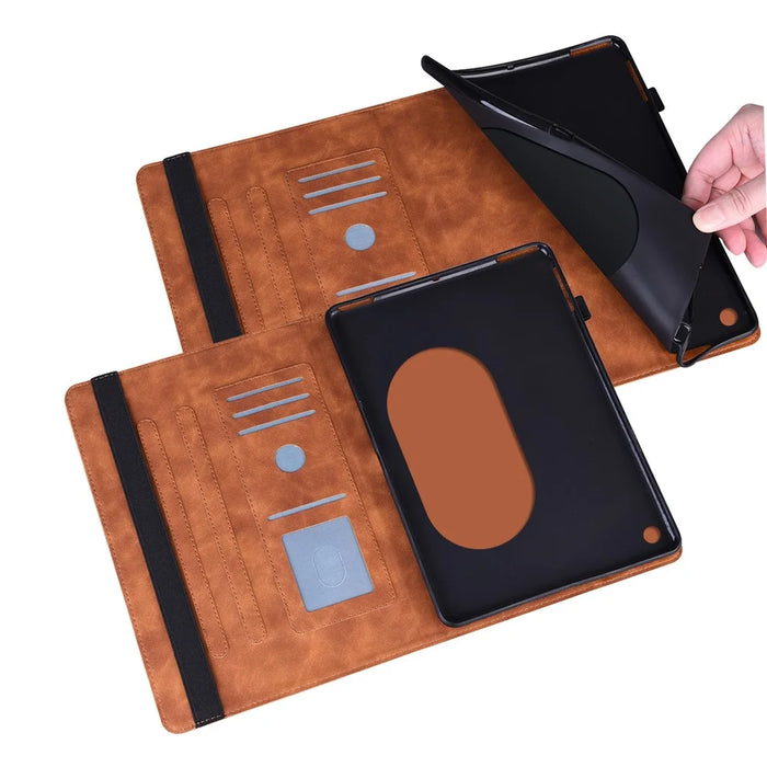 For Google Pixel Tablet PU Leather Tablet Case Card Holder Pattern Imprinted Protective Cover with Stand - Brown - 3