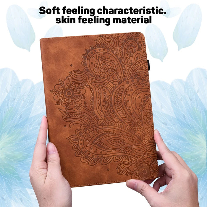 For Google Pixel Tablet PU Leather Tablet Case Card Holder Pattern Imprinted Protective Cover with Stand - Brown - 4