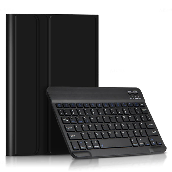 For Huawei Qingyun C7 Leather Stand Tablet Case with Detachable Magnetic Wireless Keyboard (Without Touchpad) - Black - 1