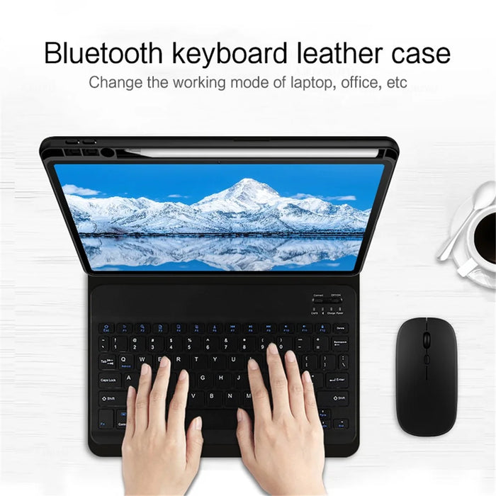 For Huawei Qingyun C7 Leather Stand Tablet Case with Detachable Magnetic Wireless Keyboard (Without Touchpad) - Black - 4