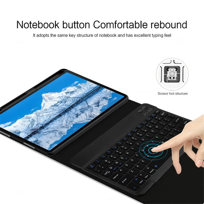 For Huawei Qingyun C7 Leather Stand Tablet Case with Detachable Magnetic Wireless Keyboard (Without Touchpad) - Black - 5